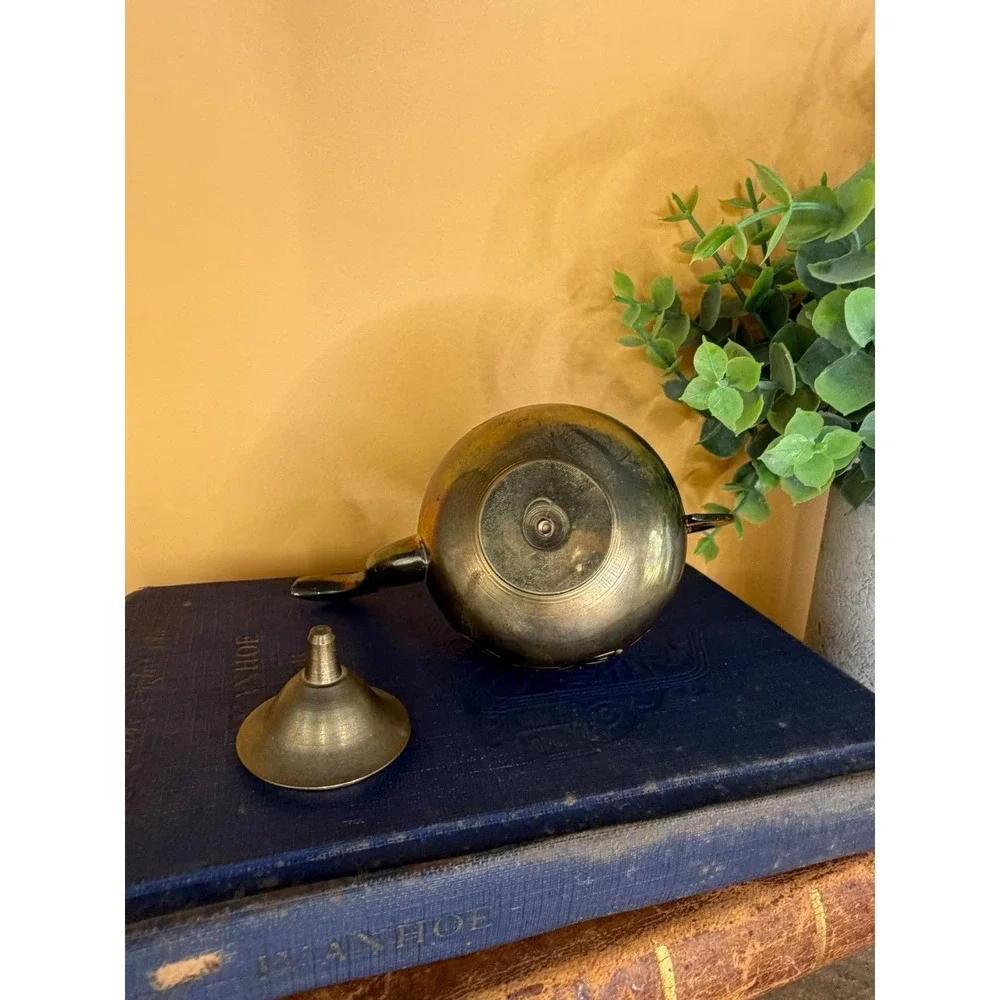 Vintage Etched Brass Mini Teapot Decorative Hand Crafted Floral Design with Lid